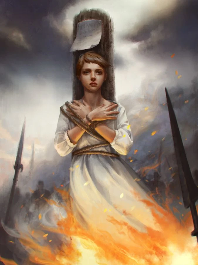 Jeanne d’Arc sur le bûcher funéraire au 1/12ème