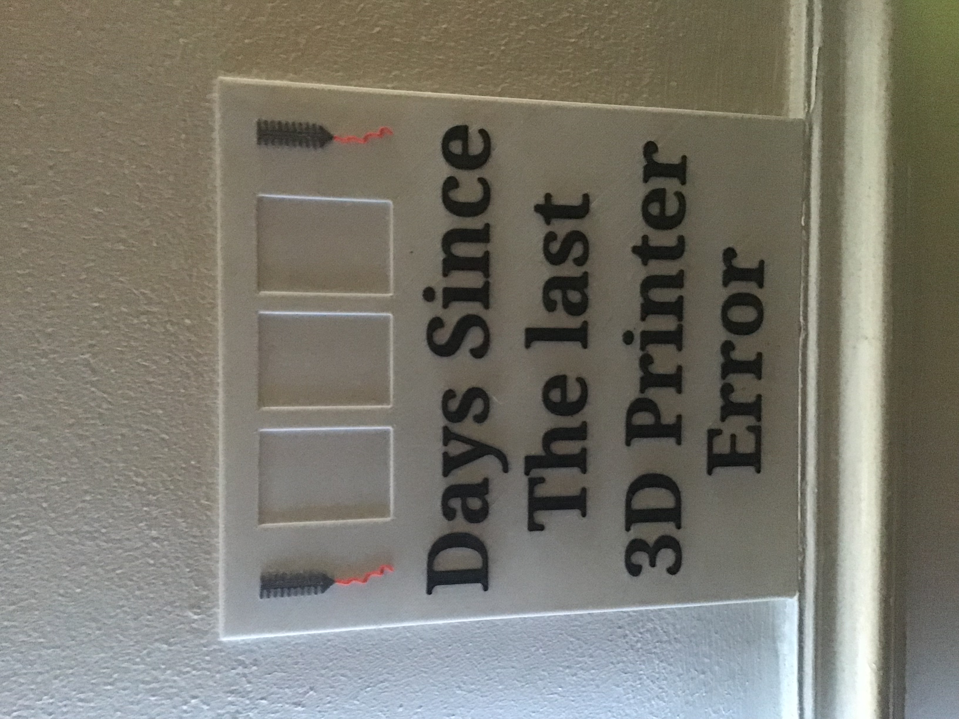 Days since 3D printer error