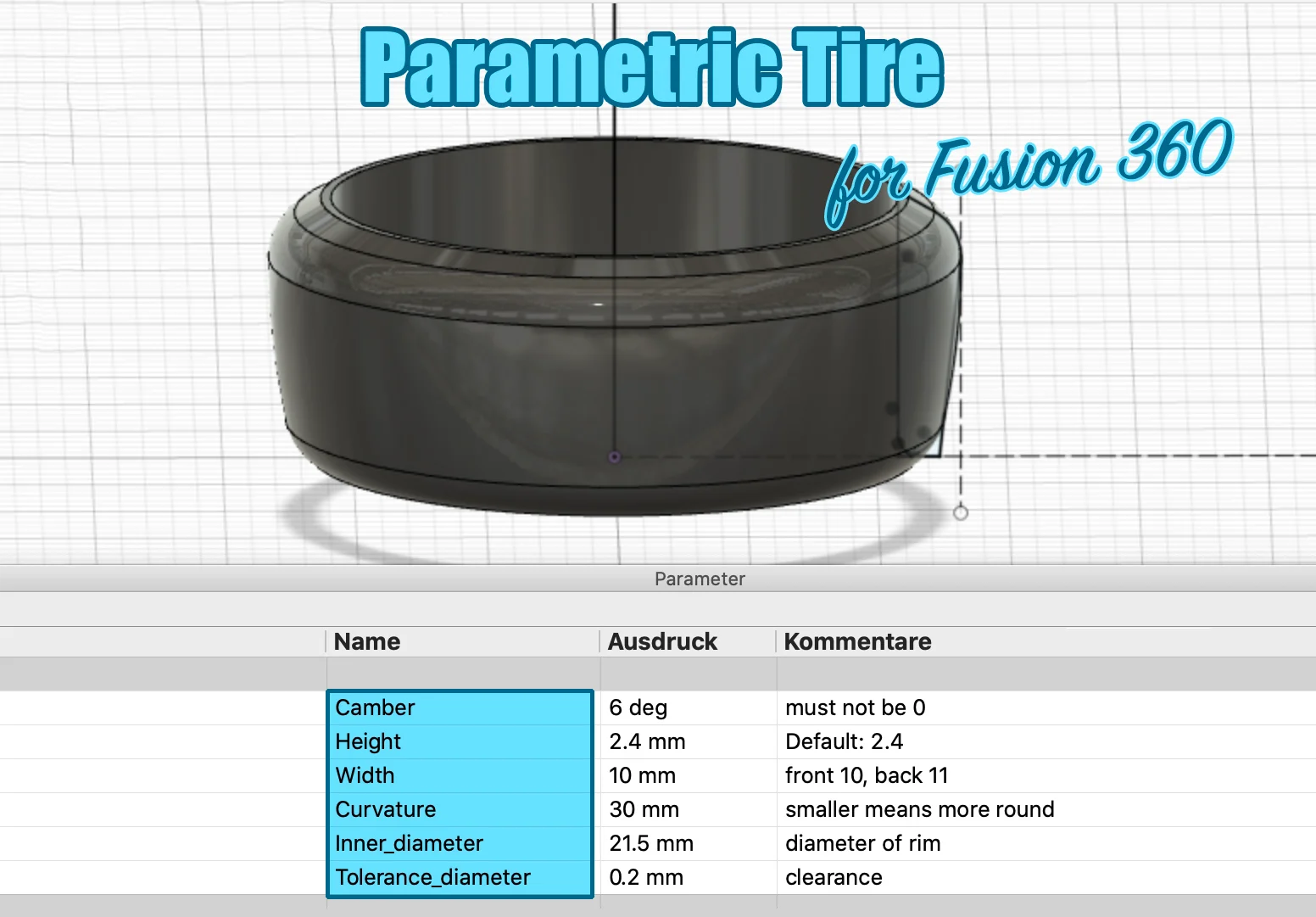 Parametric tire for RC Drift (K989, Mini Z etc.) in Fusion360