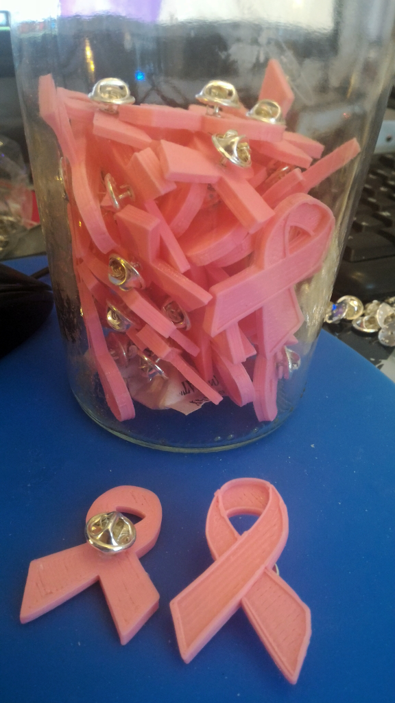 Breast Cancer Ribbon, Rebuilt for less printing issues on the top right edge.