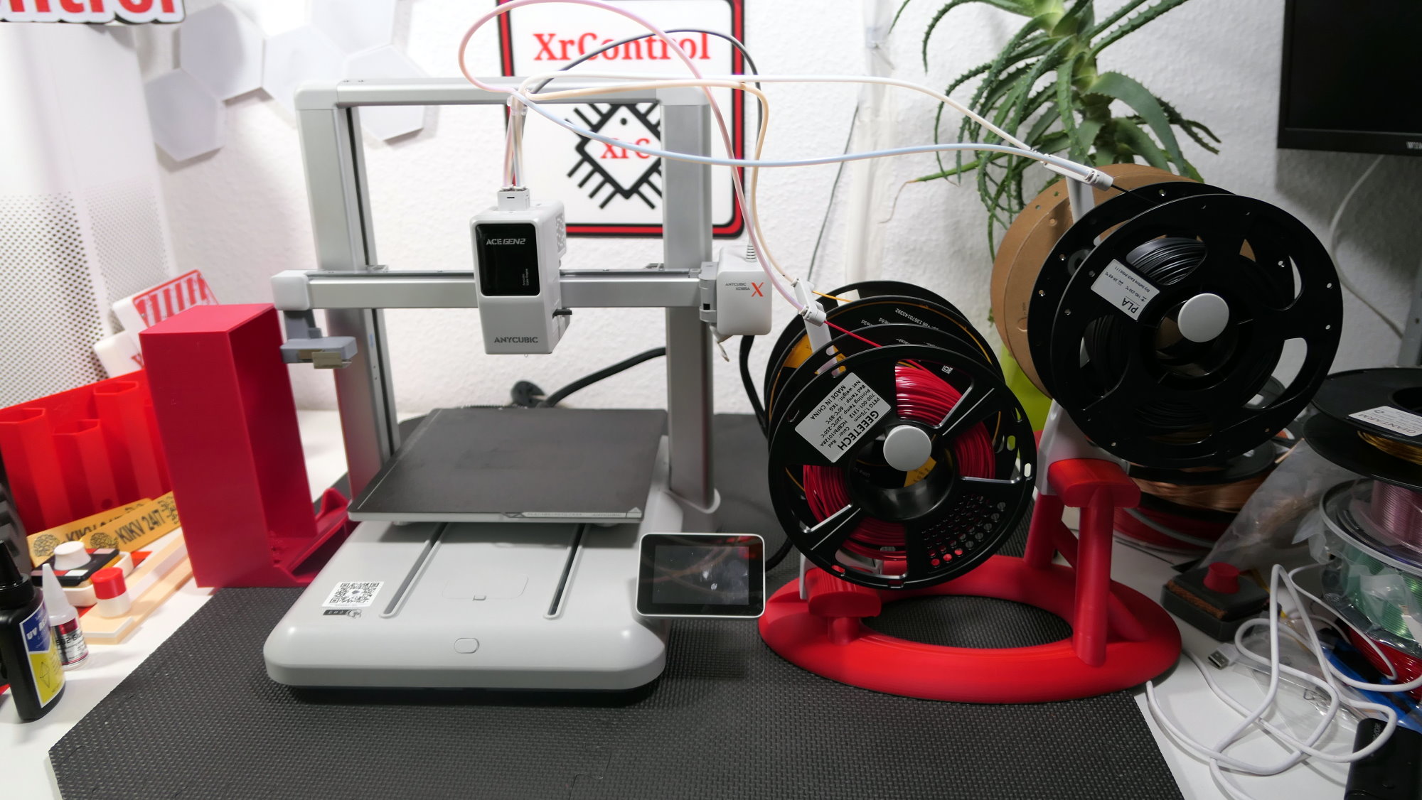Anycubic Kobra X - Filamenthalter und Abfallbox - Filamentholder & Wastebox