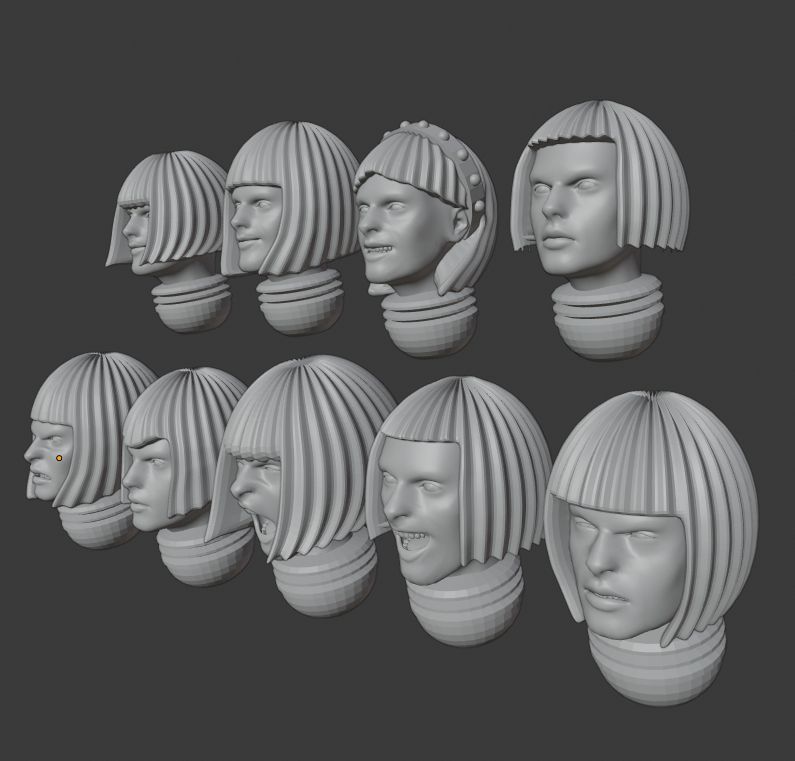 Nun heads with neurotic hair styles