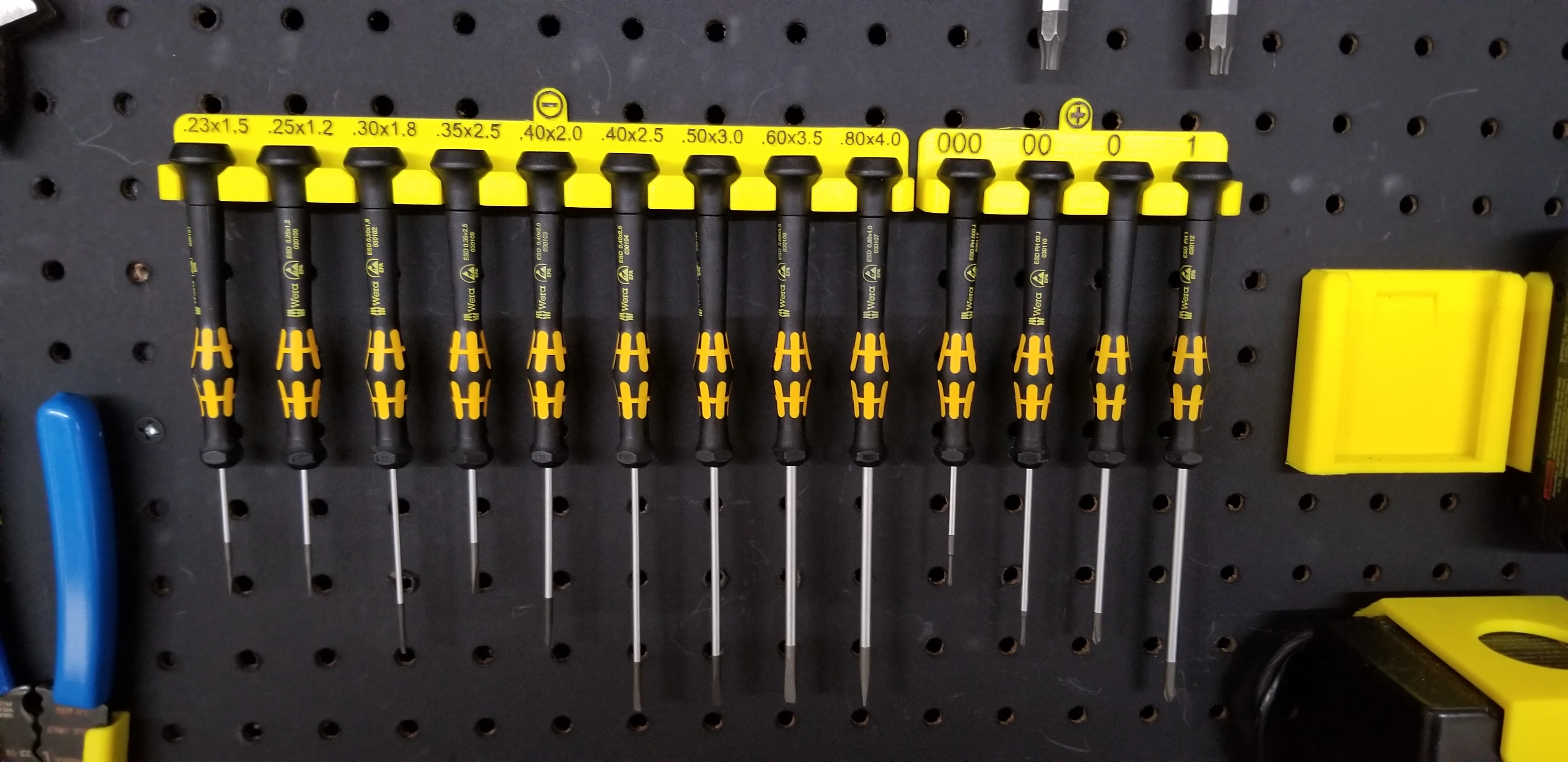 Wera precision screwdriver pegboard mounts - slotted and phillips