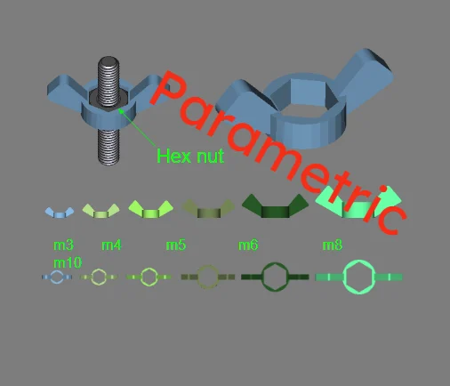 Parametric Hex Nut To Wing Nut