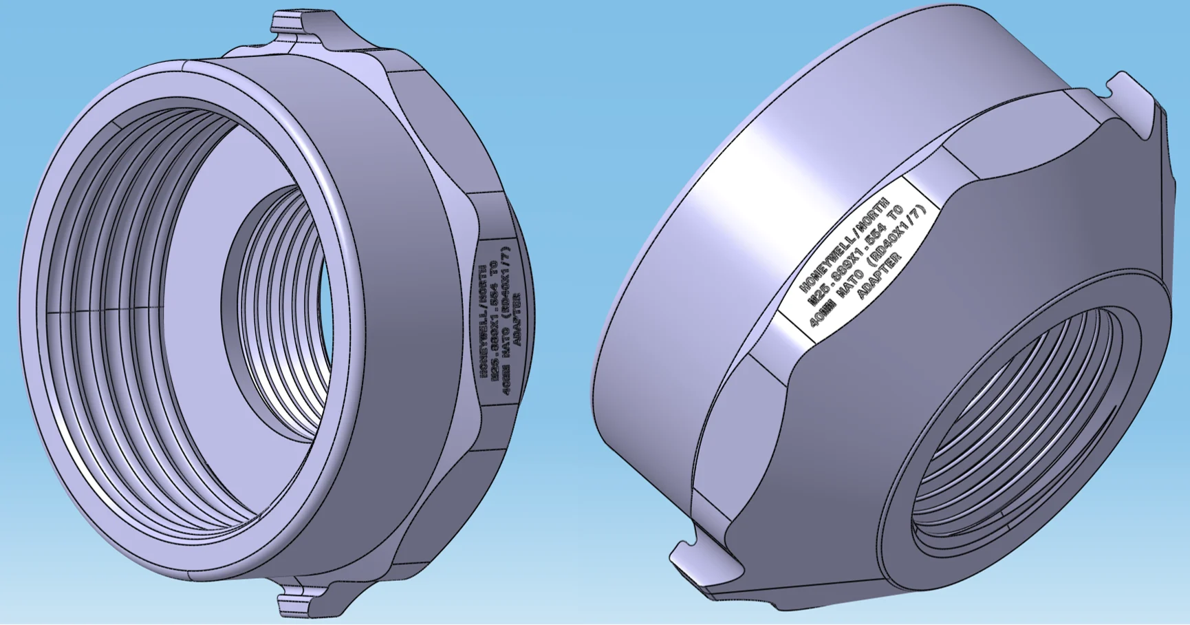 Honeywell/Honeywell North® to 40MM NATO (RD40x1/7) Thread Adapter