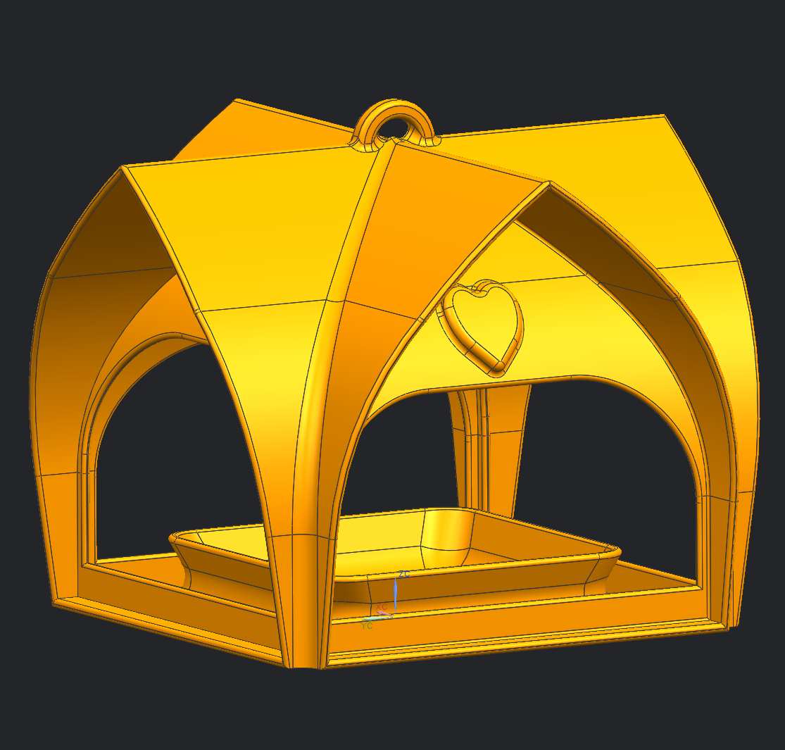 mangiatoia per volatili con tetto curvo - bird feeder with curved roof