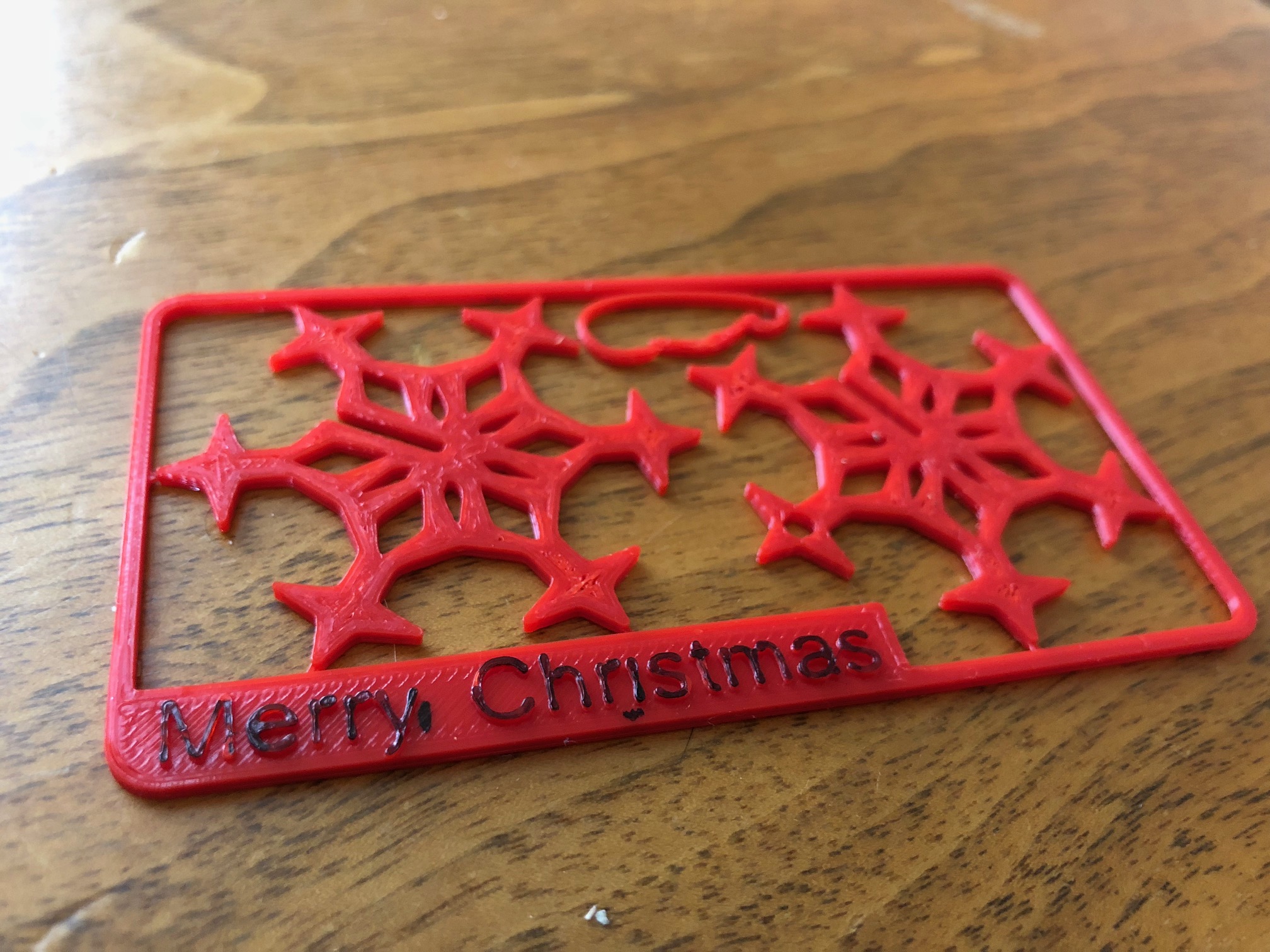 Snowflake kit card with hole and hook