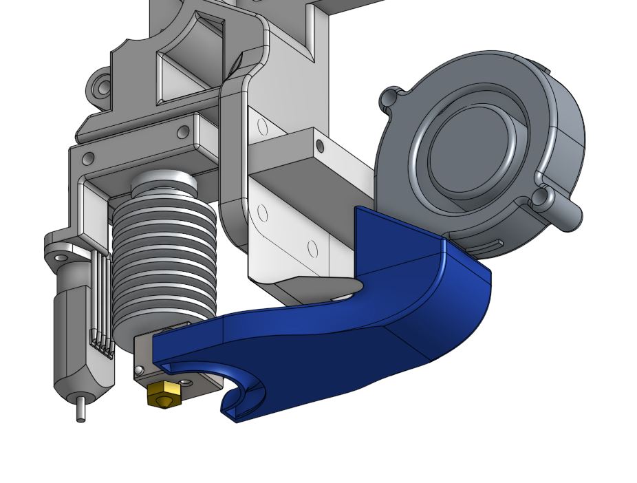Filament Cooling Fan Duct for Charlstruder with E3D v5 hot-end