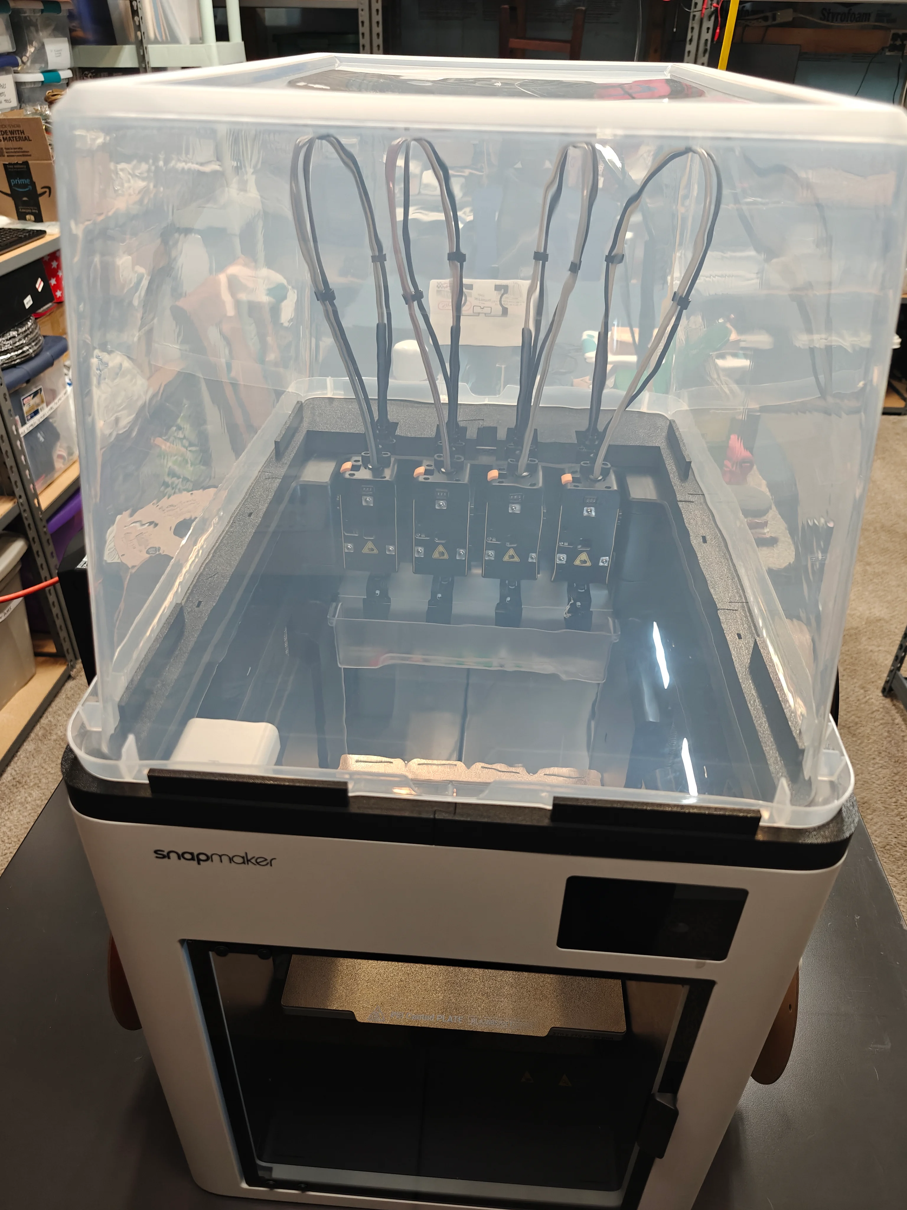 Snapmaker U1 Top using Walmart Sterilite 55L bin