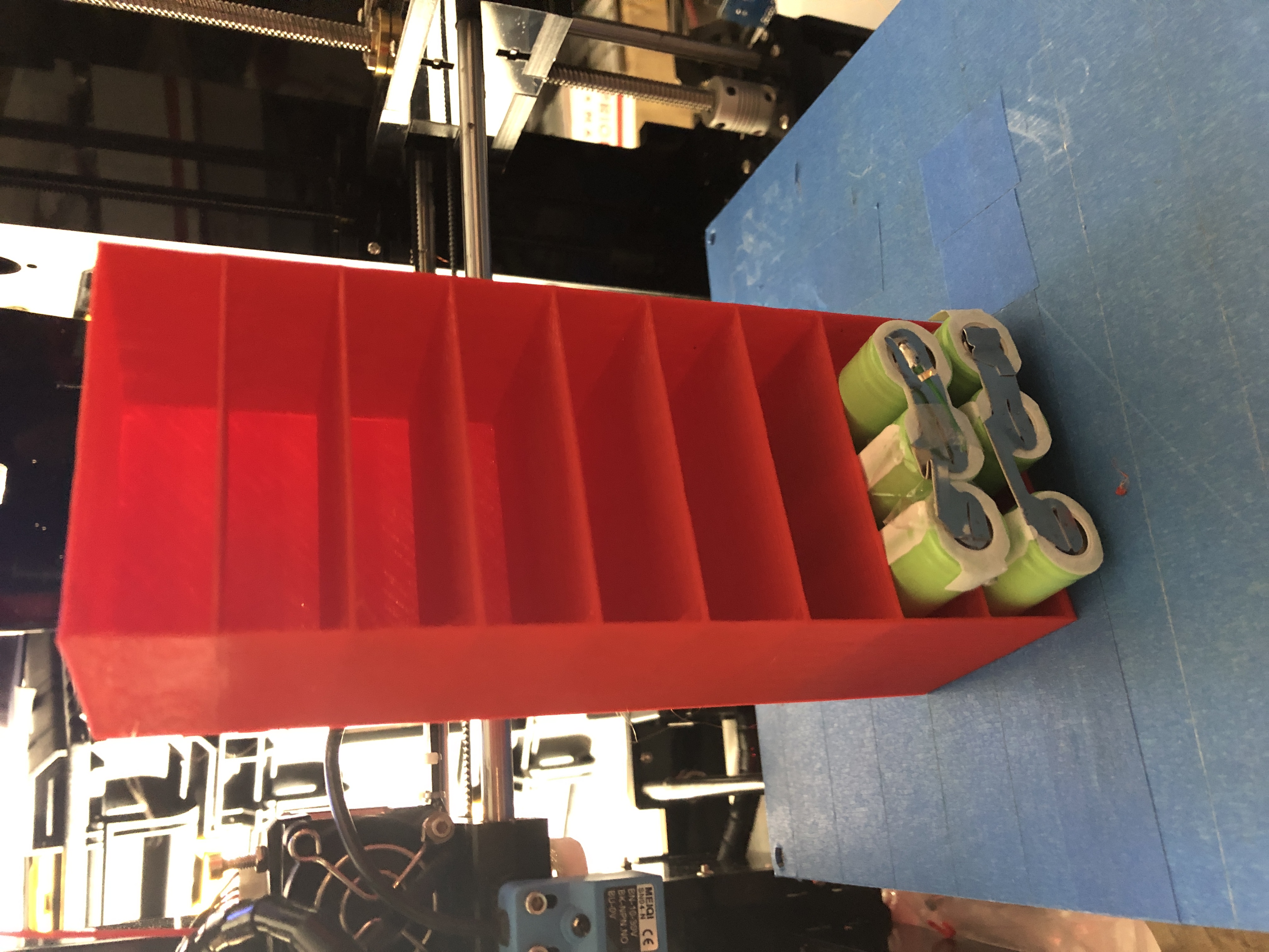 18650 Li-ion Battery Storage Shelves. Three 27 cell versions and one 36 cell version.