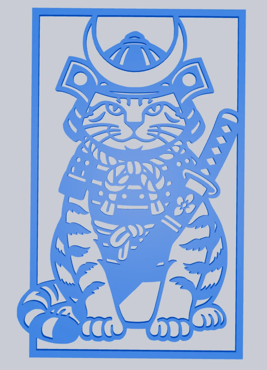 Samurai cat stencil