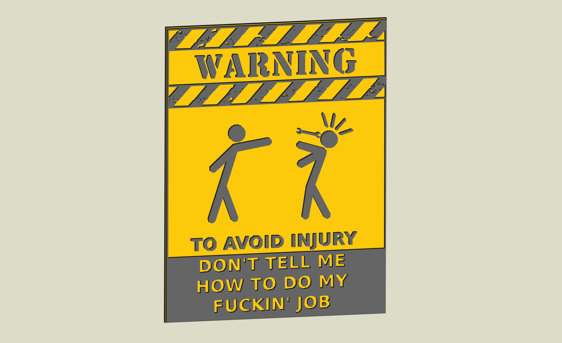 Warning sign, Warnschild, work, fun