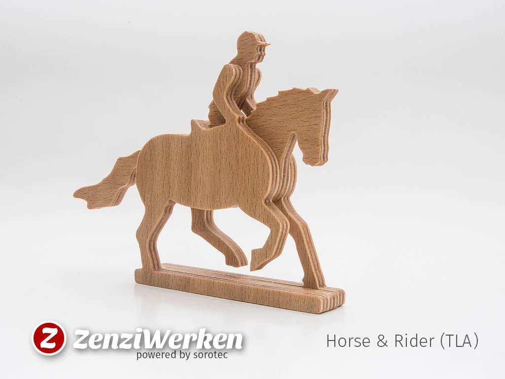 Horse & Rider 3-layered-animal cnc/laser