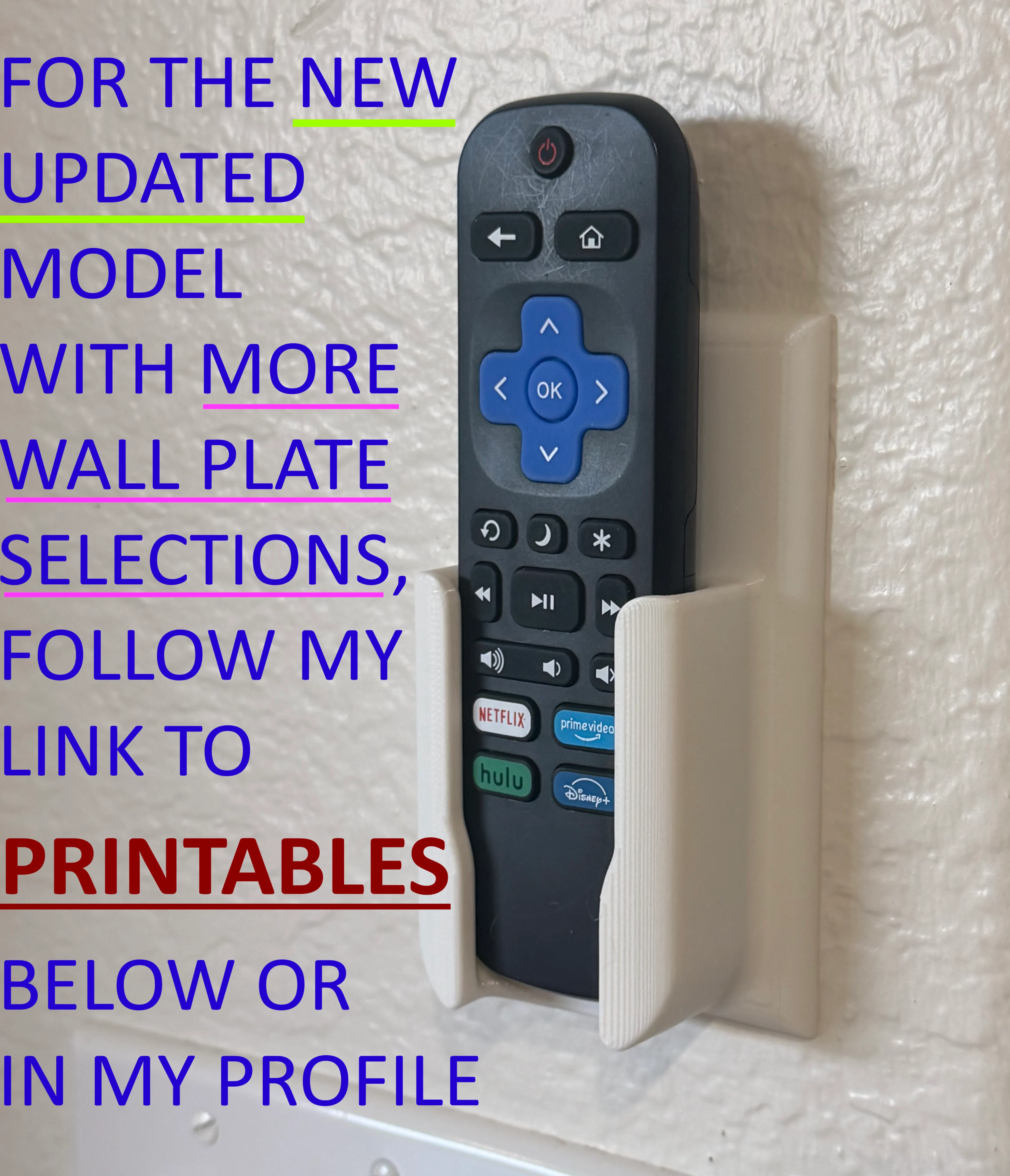 Roku Remote Wall Plate Holder