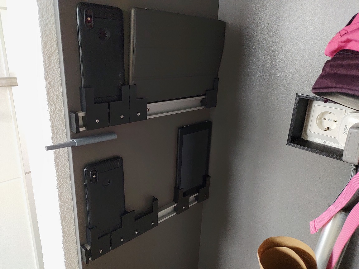 T-Track/Rail variable width device wall mount