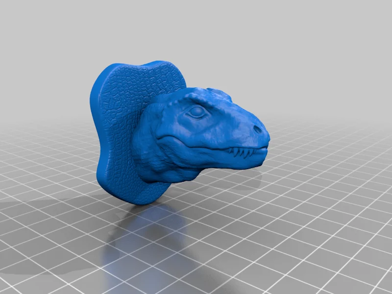 t-rex head trophy on the wall / two faces / dinosaur