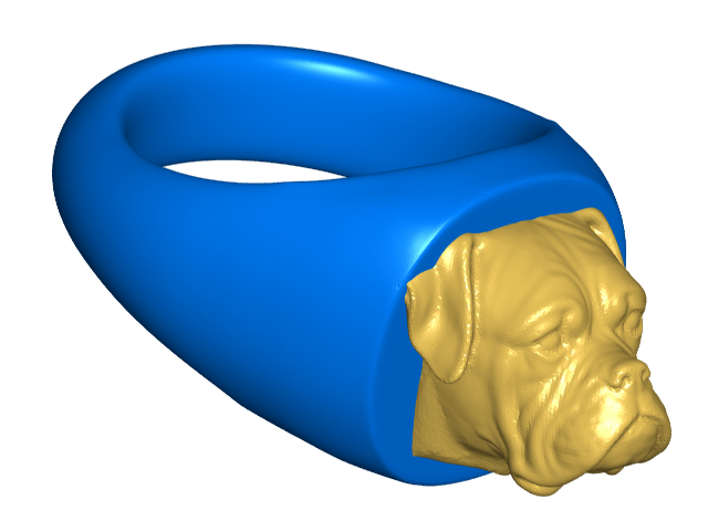 Boxer Dog Signet Ring with Resizing Instructions
