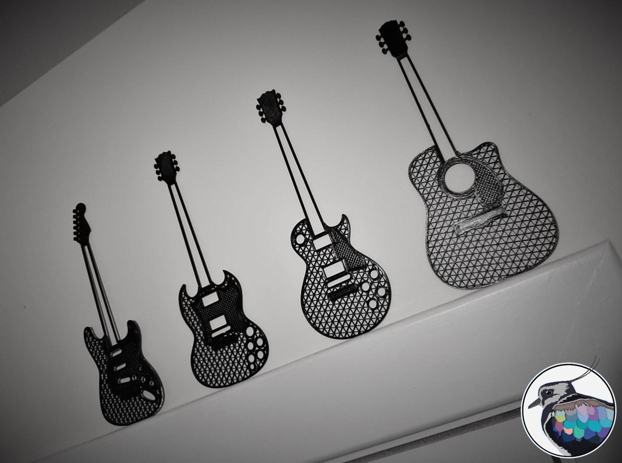 Guitar Wall Sculpture - 2D - Gibson / Fender