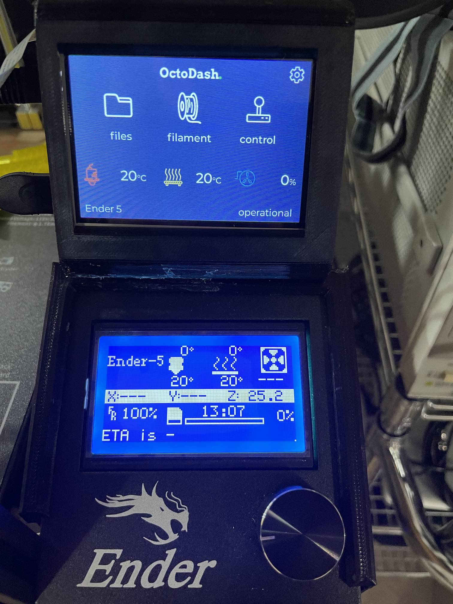 Ender-5 Control Panel Cover and 3.5 inch Pi Touch Screen for OctoDash