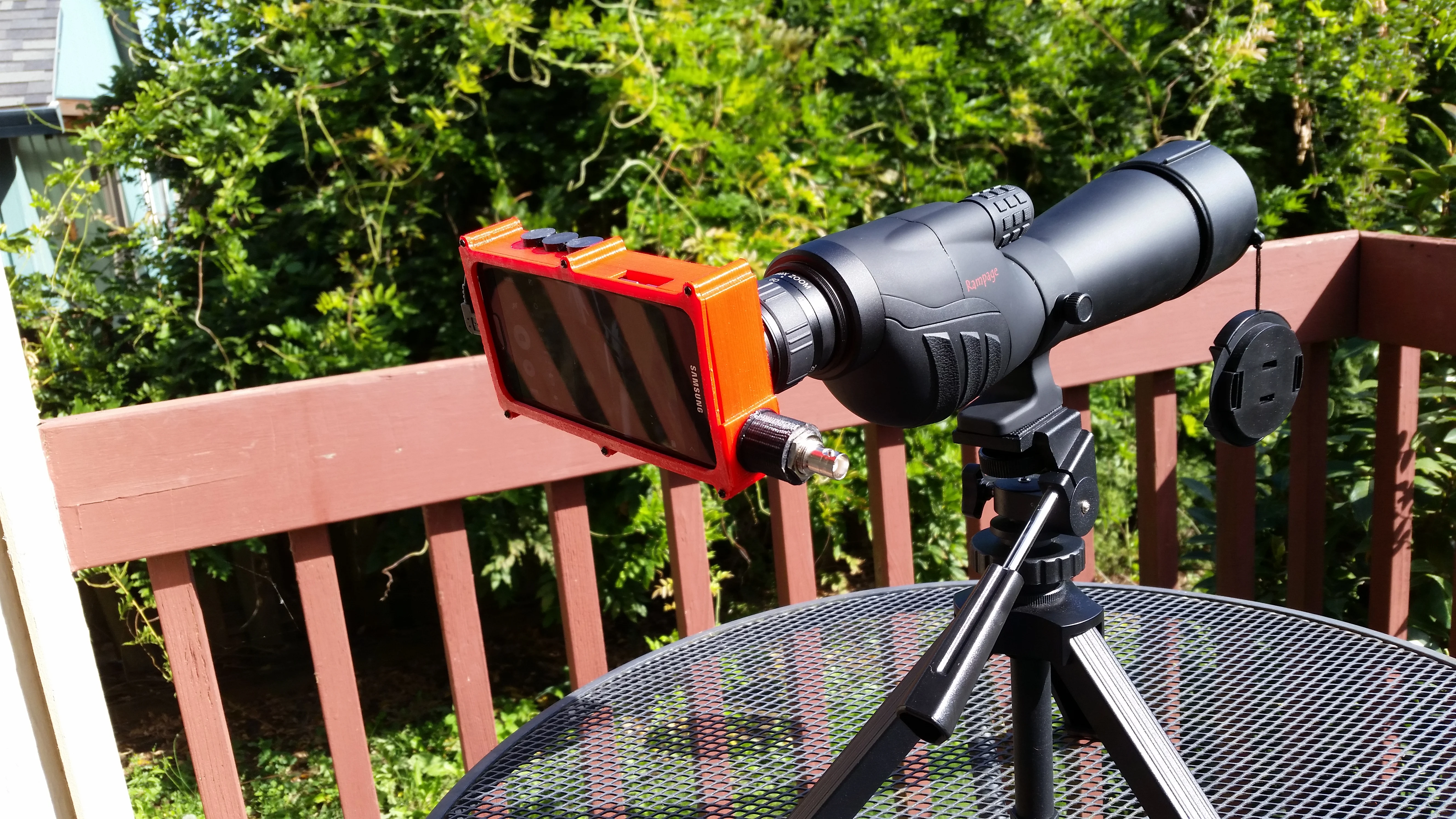 Galaxy S7 Project Box SDR radio and spotting scope mount
