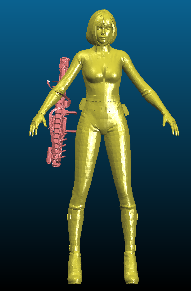 Girl in (sexy) tactical outfit with sci-fi gun - Remixed