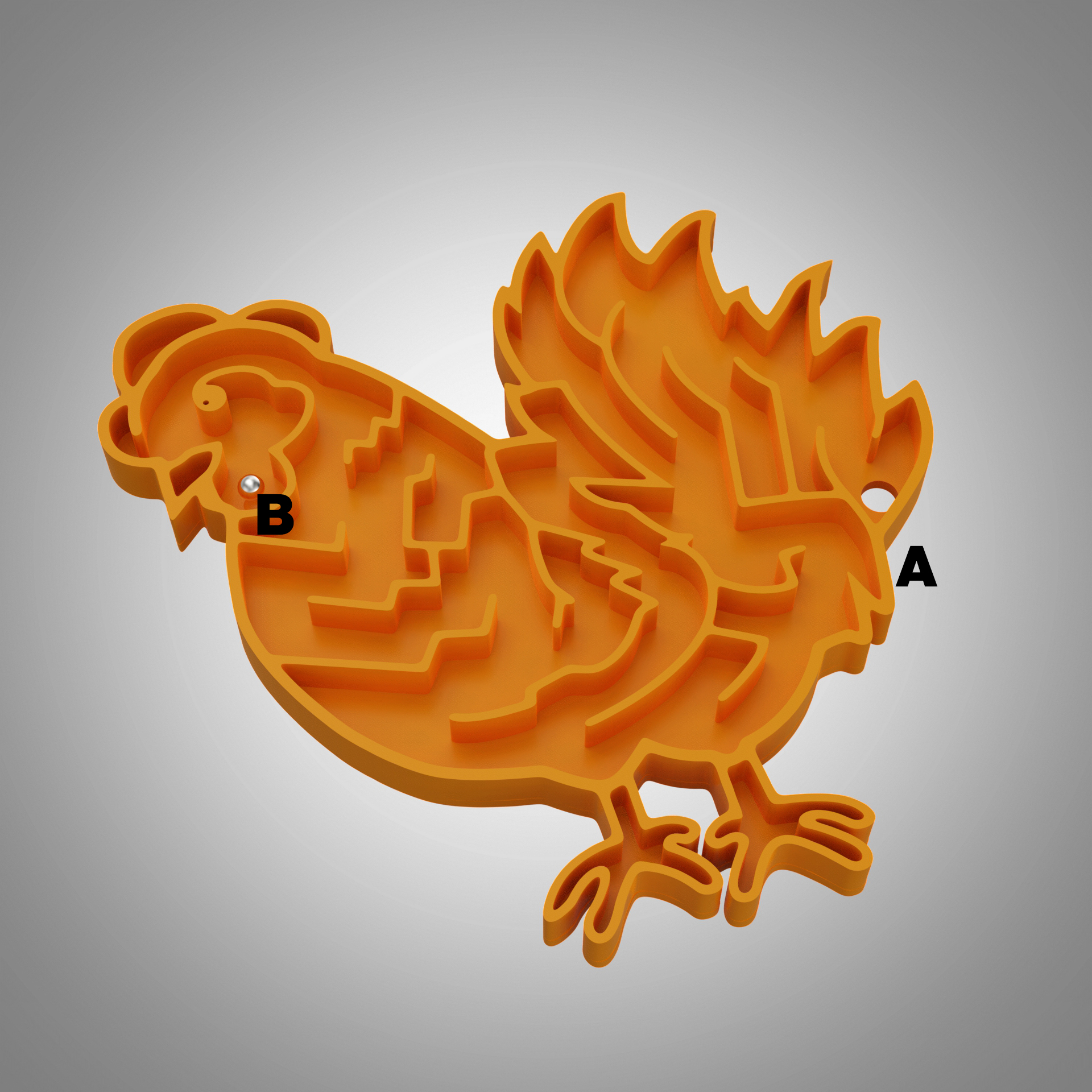 Chicken marble maze puzzle