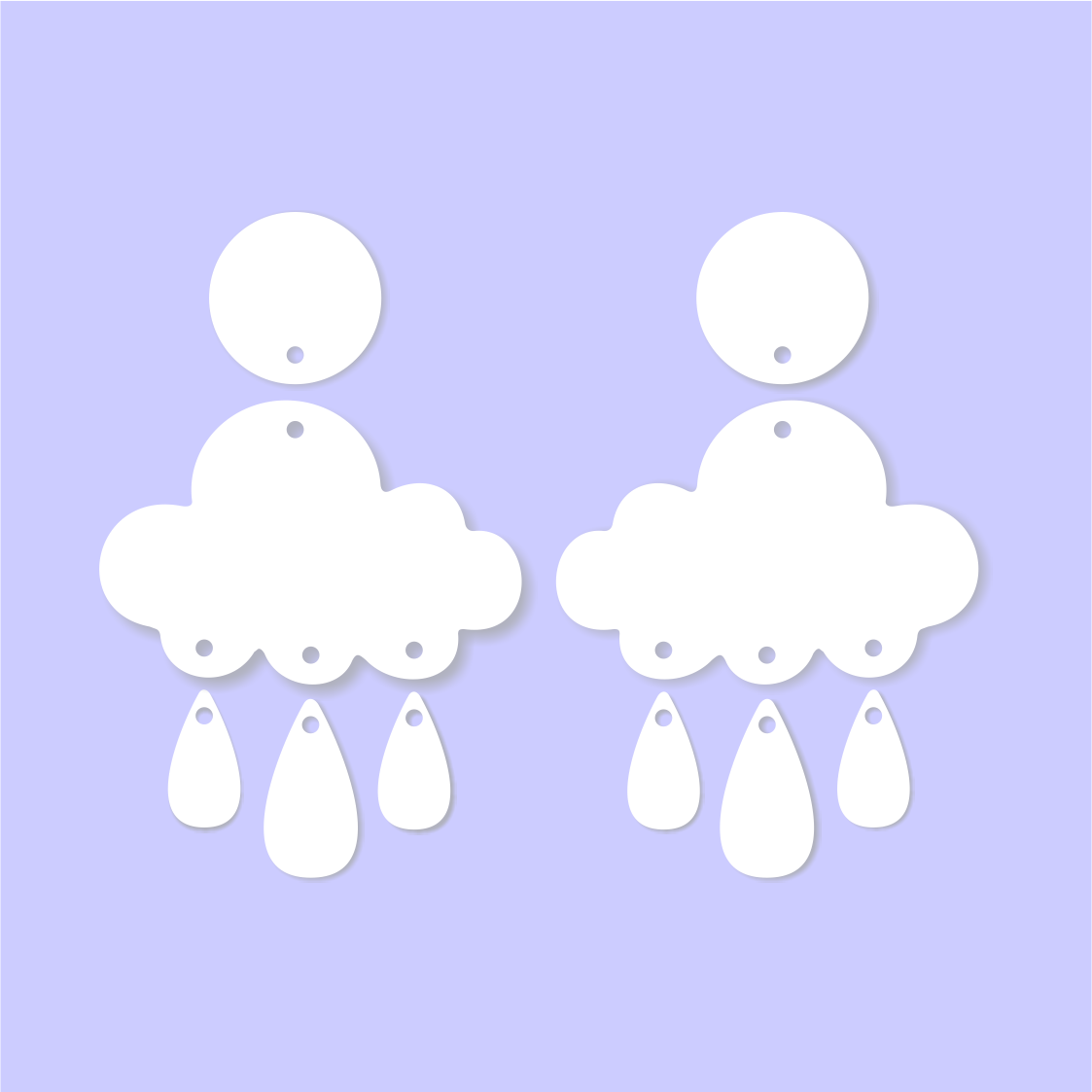 Polymer Clay Cutter for Cloud Earrings, round base and drop pendants
