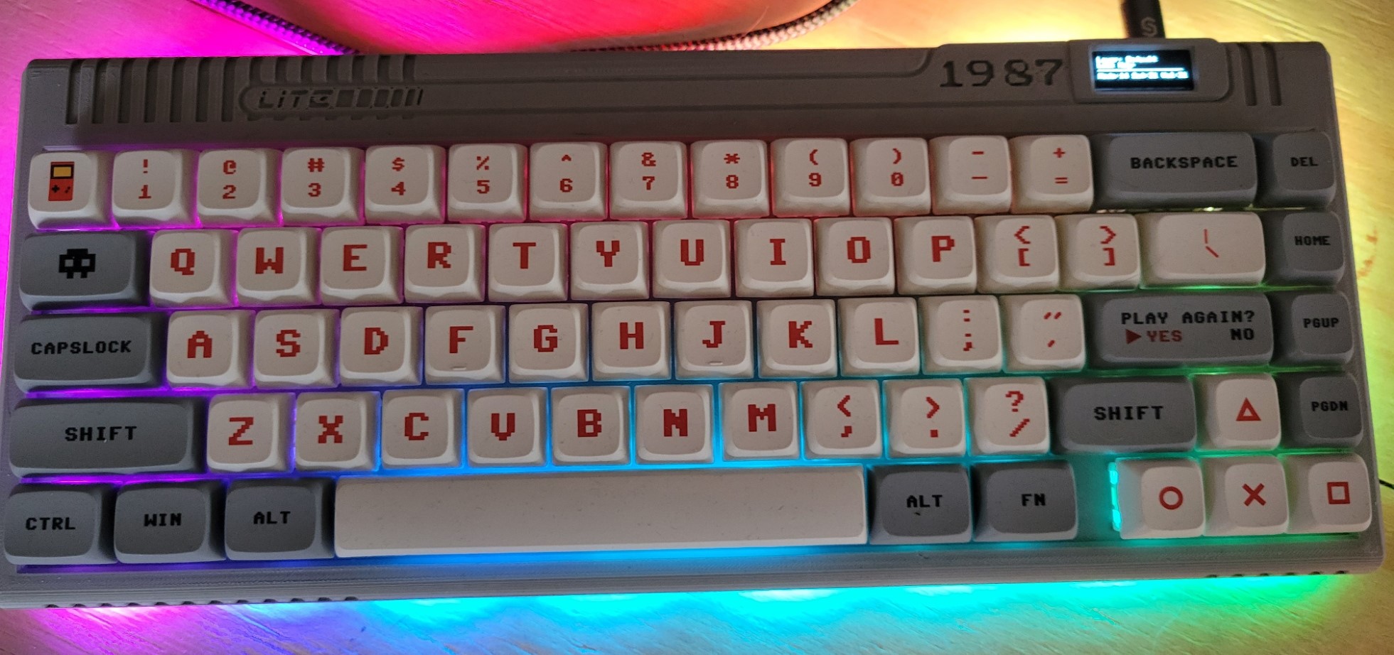 The1987Lite - A Handwired 65% revision of The1987 TKL with OLED and RGB!