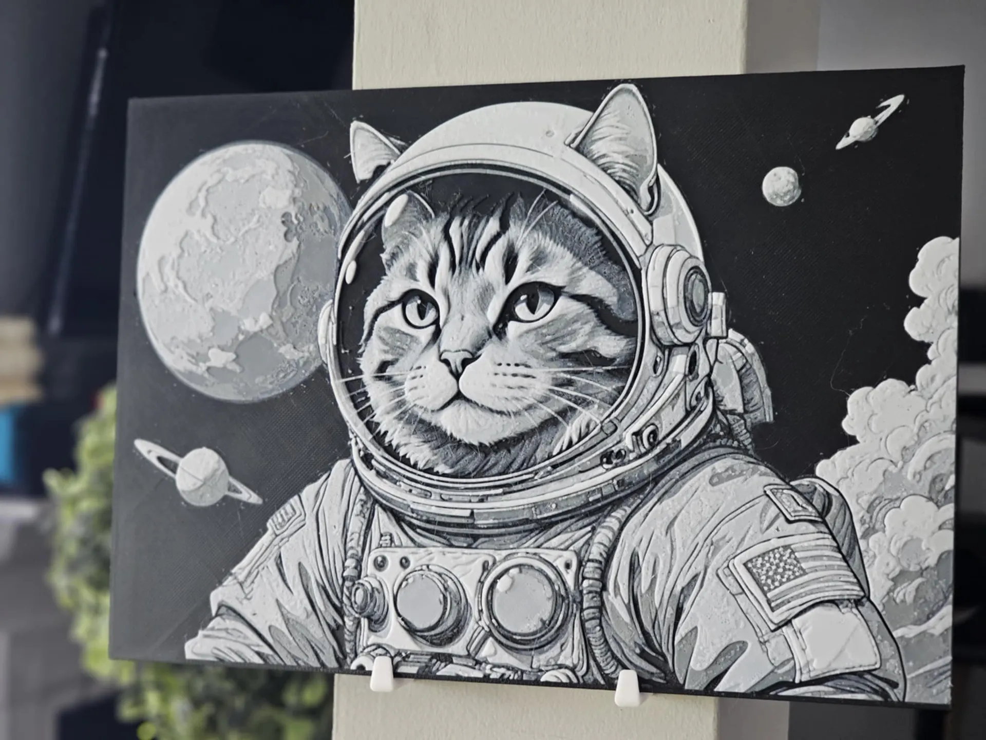 Astronaut Cat Hueforge 3D Printed Textured Art