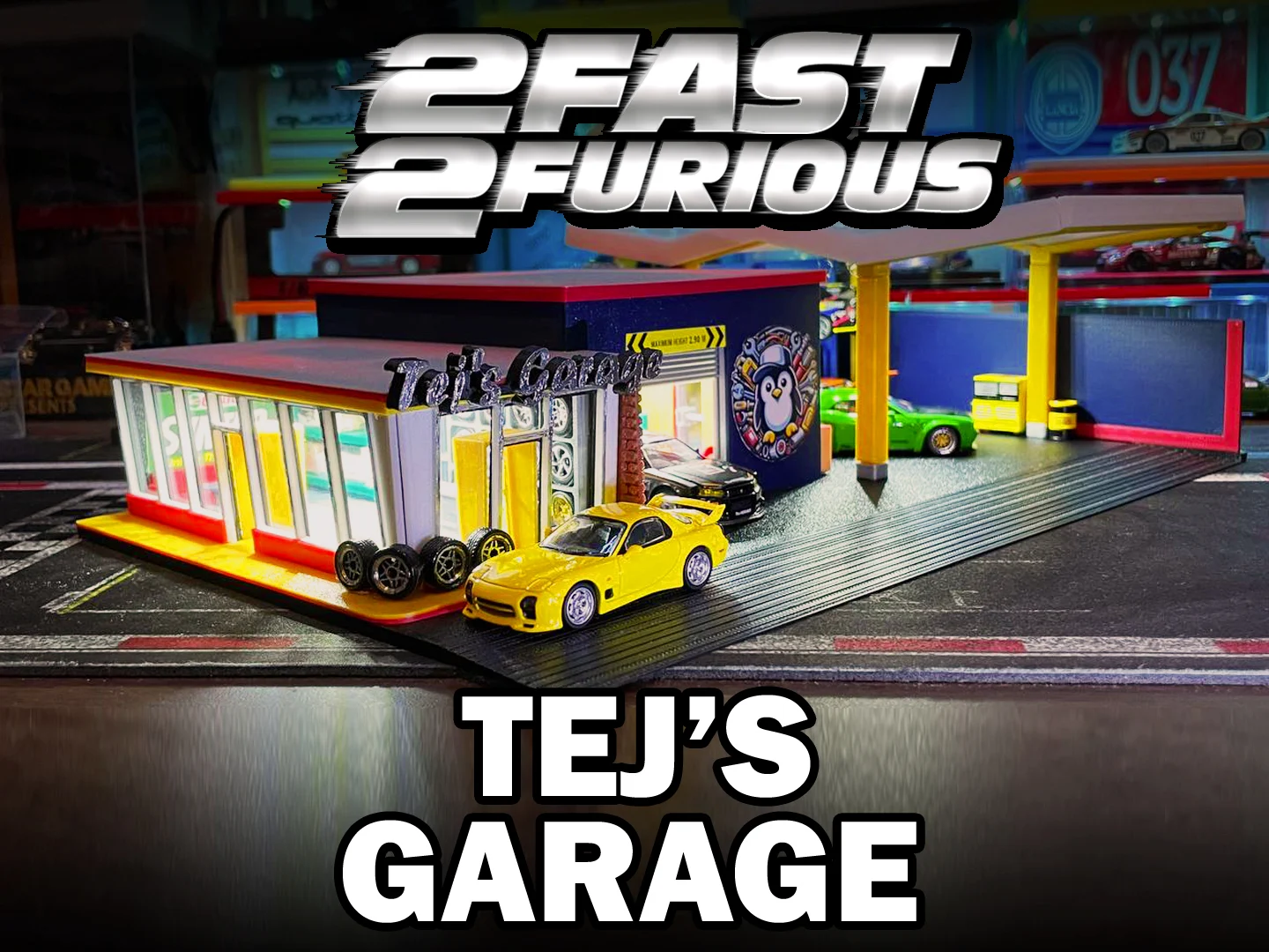 2 Fast 2 Furious Tej's Garage (For Hot Wheels & 1/64 Scale Cars)