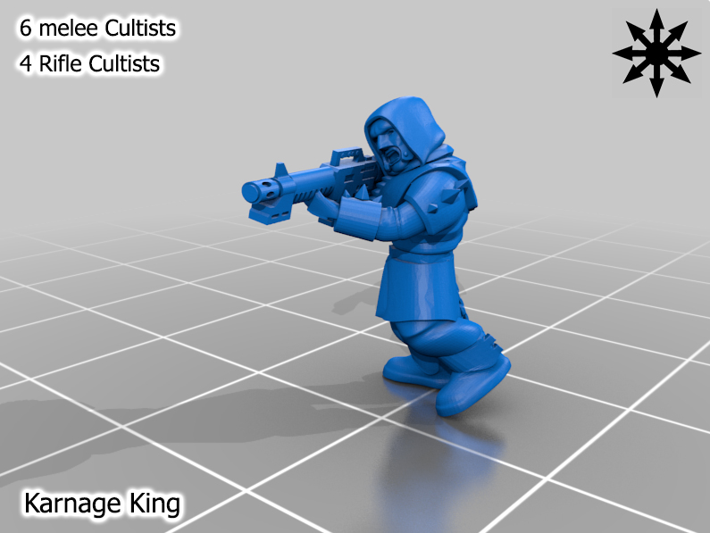 10 x 15mm scale Chaos Cultists - Ranged and Melee (by KarnageKing) - pre supported