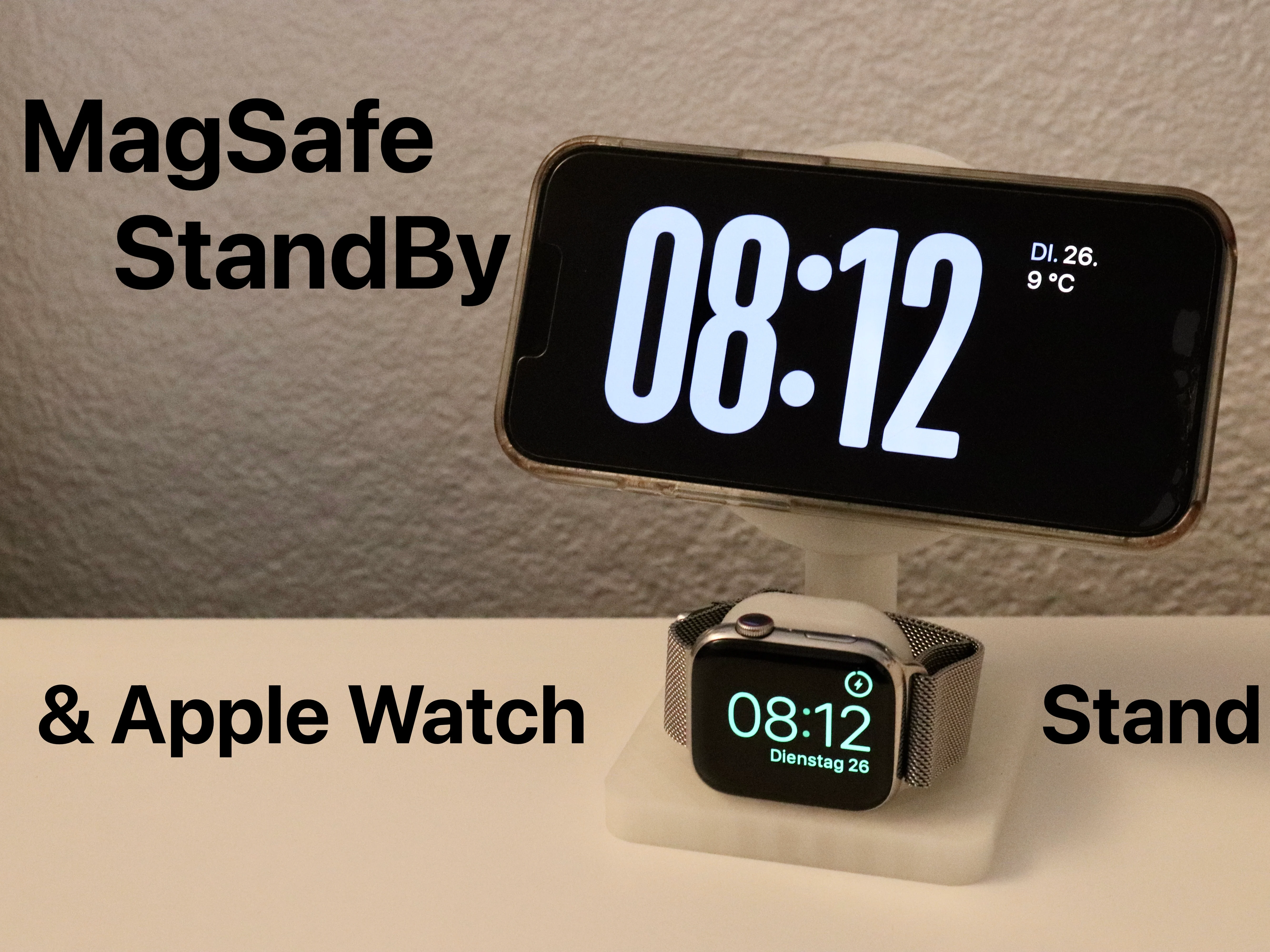 Horizontal iPhone Magsafe (StandBy) & AppleWatch Stand