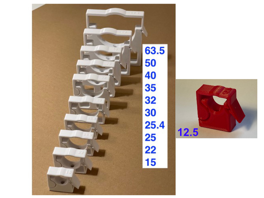 Locking Pipe Clip (11 sizes, print in place)