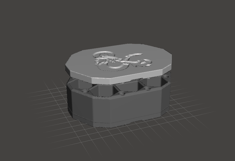 D&D dice box Remix - 8 dice and mignature - No Magnets Required