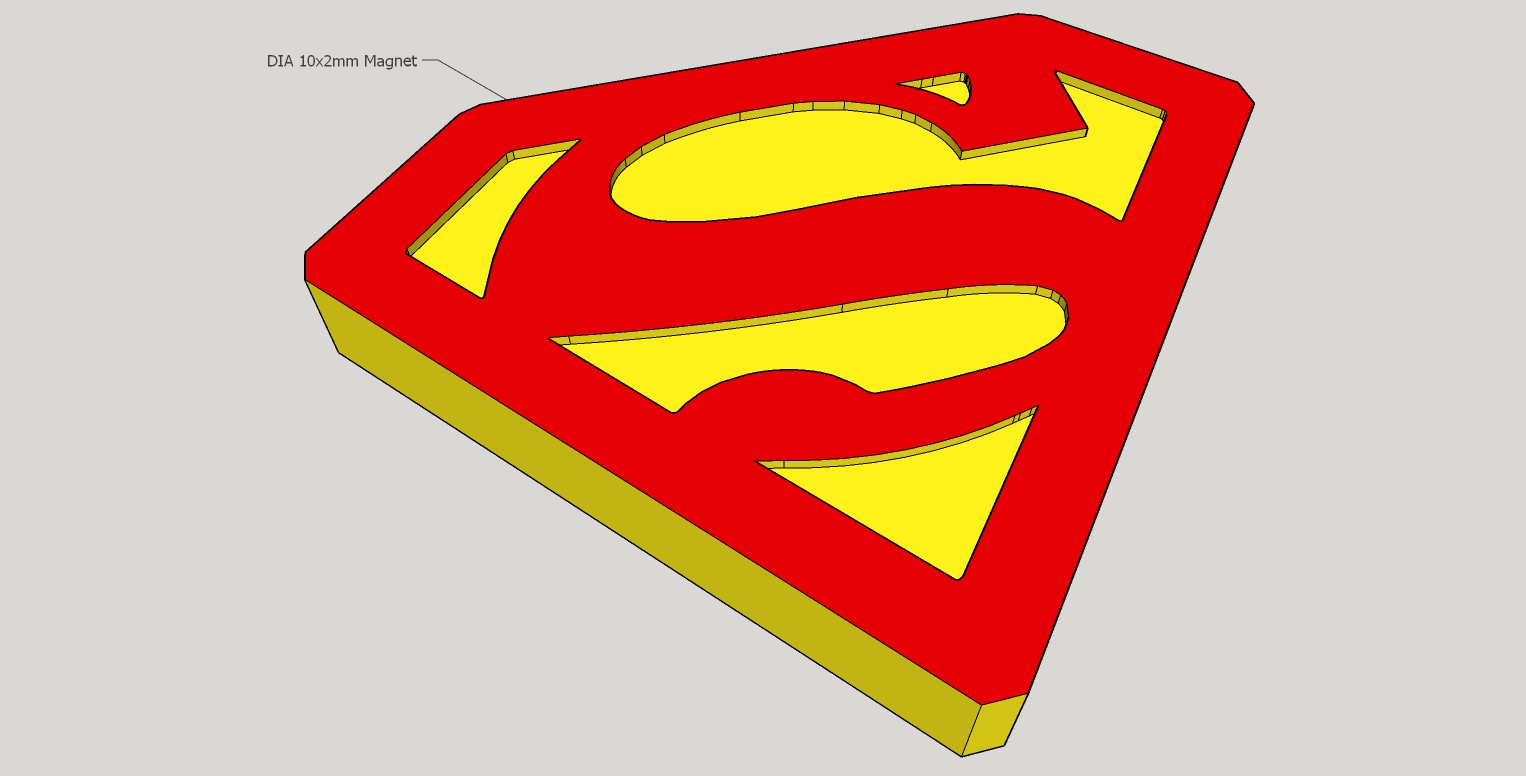 Superman Magnet 10x2mm inside