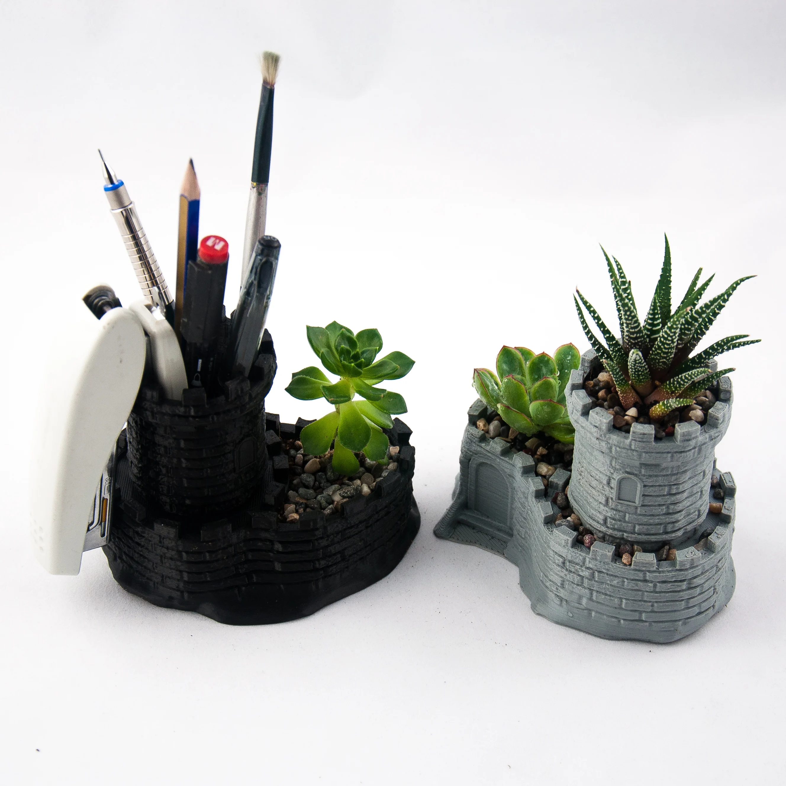 Multipurpose Castle Planter - Tower Planter And Pen Holder