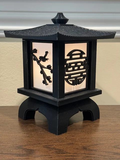 Electrified Japanese Garden Lantern with Seasonal Swappable Panels