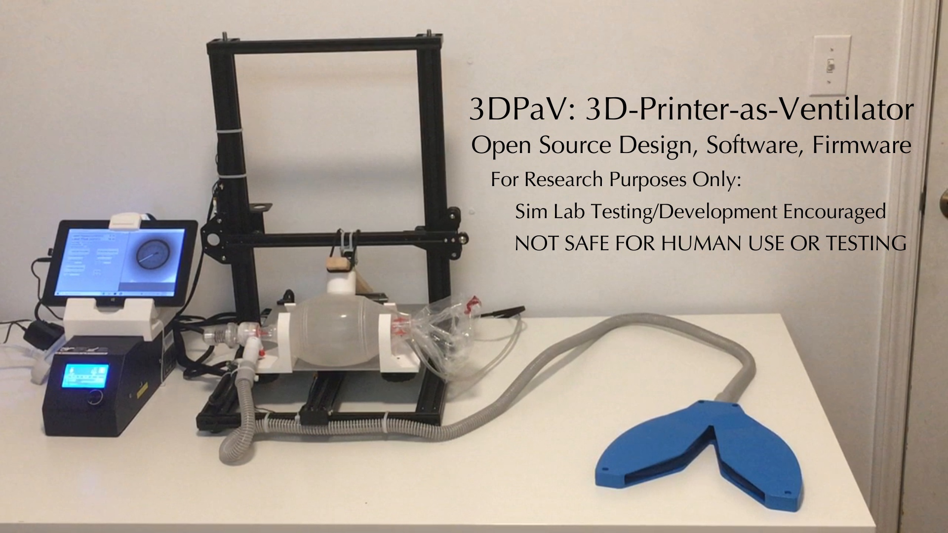 3DPaV (3D-Printer-as-Ventilator) Parts [Non-Human Use Only]