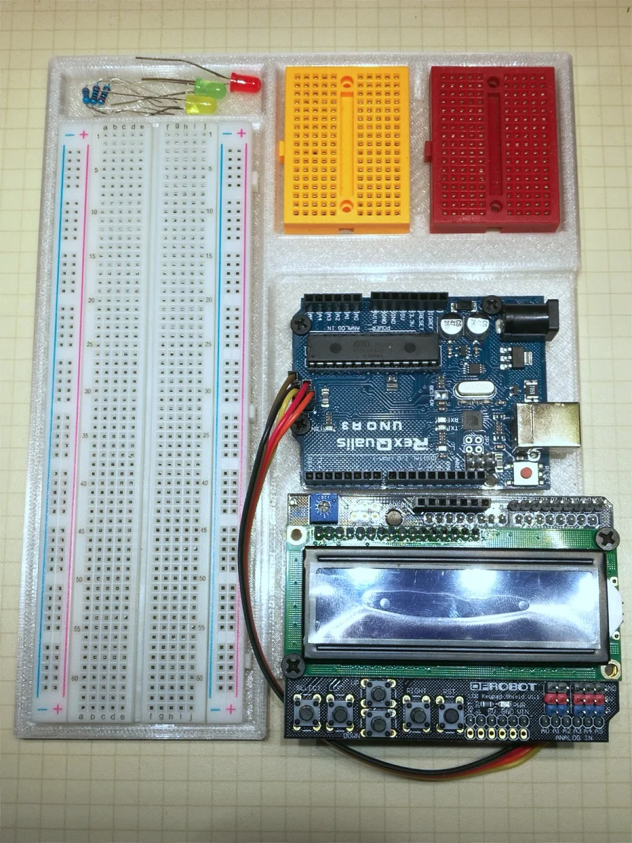 Arduino Uno Stand with DFRobot LCD Keypad Shield Holder