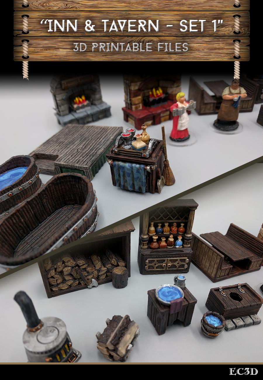 Inn & Tavern Items - Set 1 - 28mm gaming - Sample Items