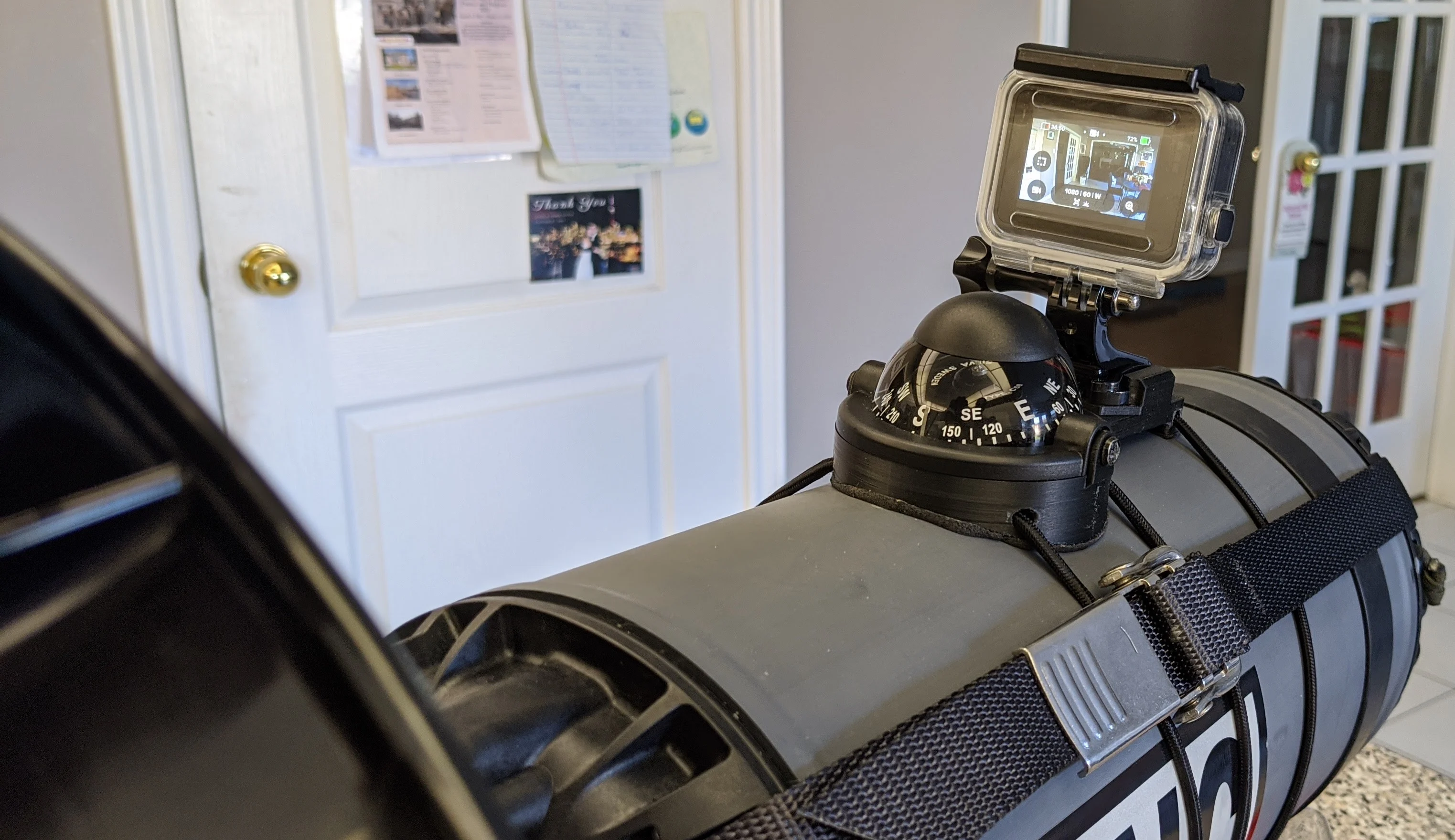 DPV compass and action camera mount