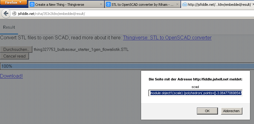 stl2scad online - convert stl to scad