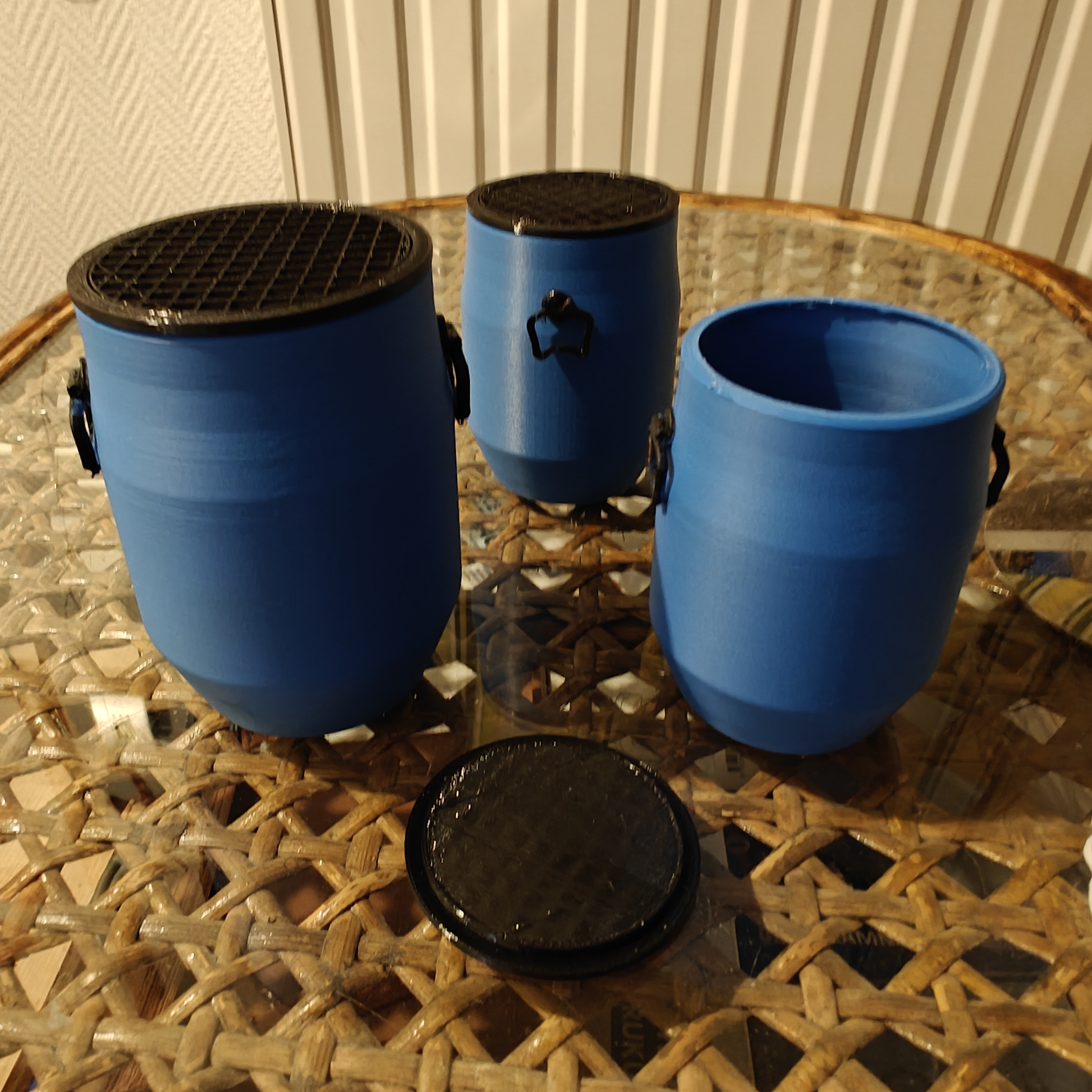 industrial  Blue barrel  style