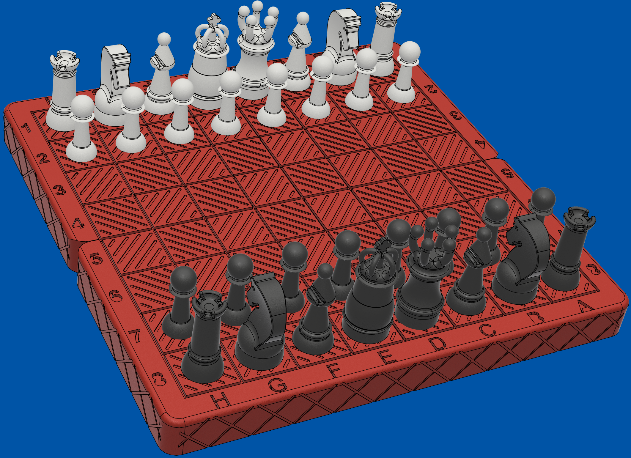 Folding Chessboard Box (180x180 mm) with Magnetic Pieces and Hinge Pin