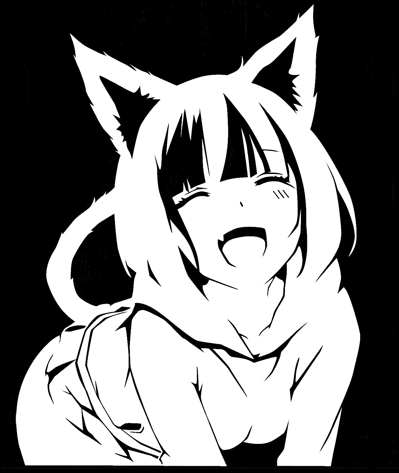 2D Cat Girl stencil