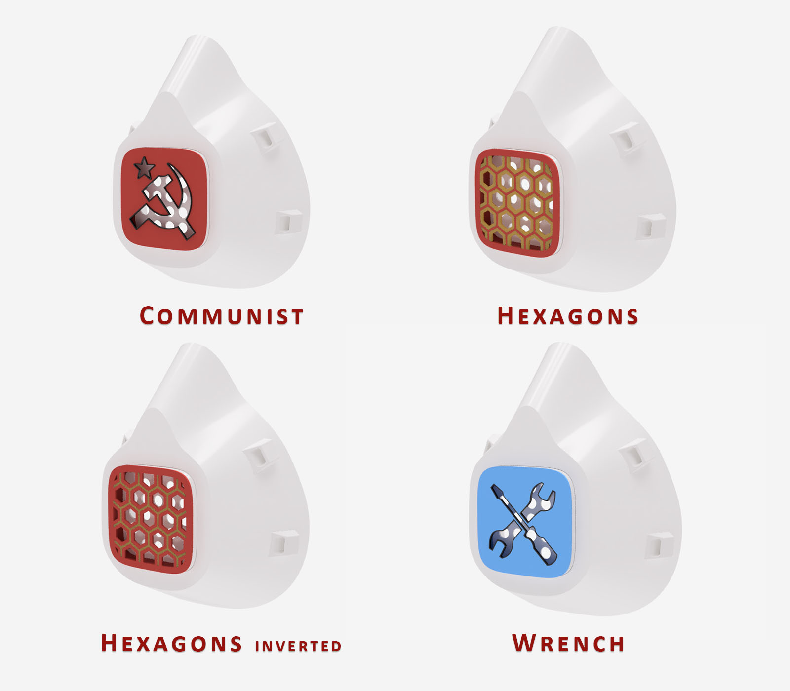 Decorated respiratory mask filter caps [with fusion 360 source]