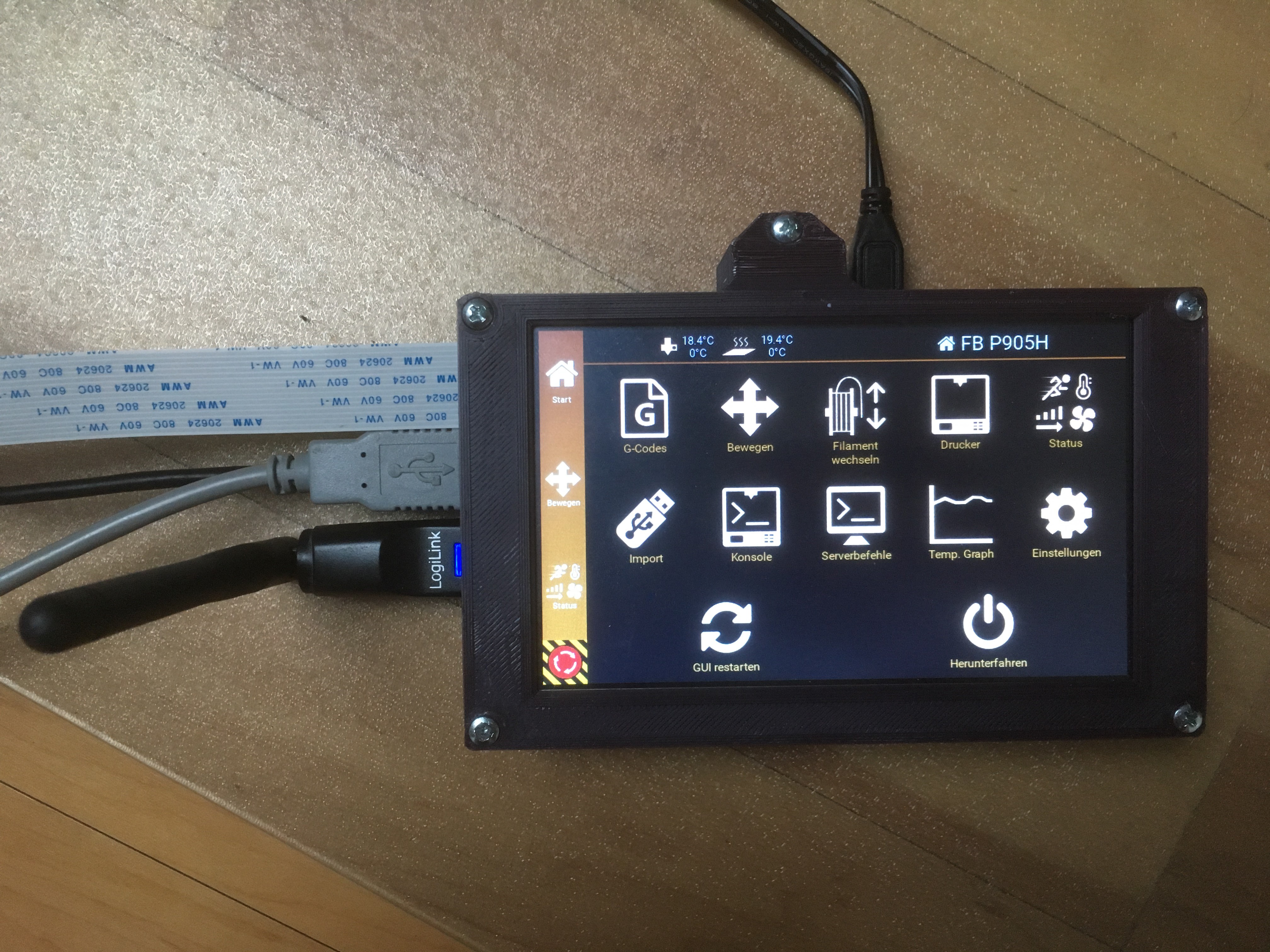 Raspberry Pi 800x480 5 inch display touchscreen case for Octoprint, Repetier Server, etc.