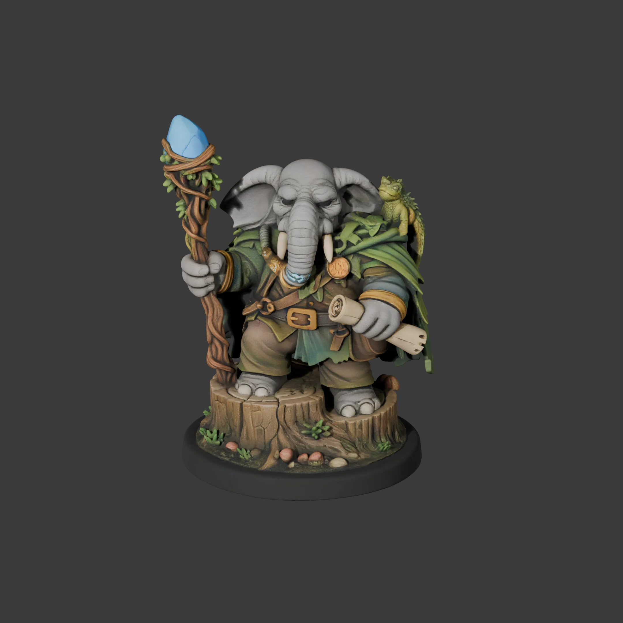 Elder Loxodon Druid – For Hand-Painted Style D&D Miniature