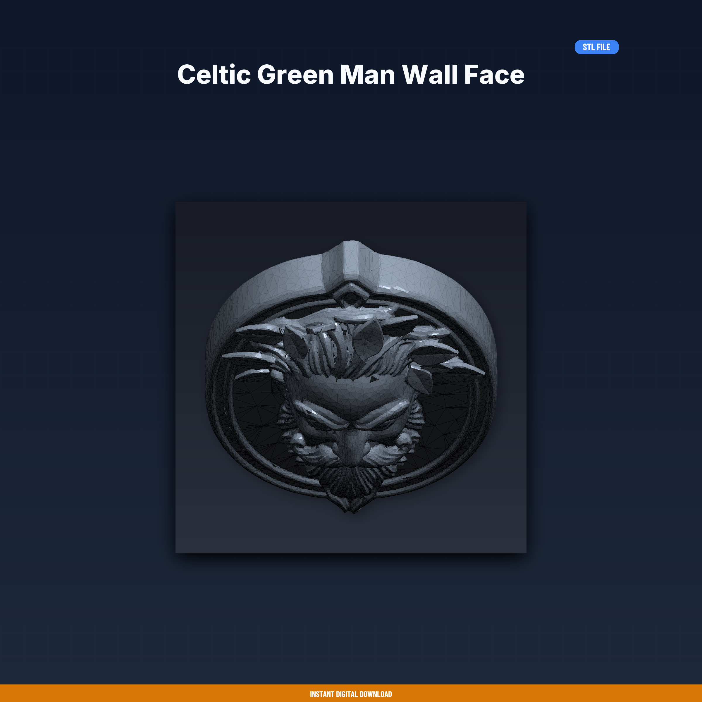 Celtic Green Man Wall Face STL File for 3D Printing, Mythology Figures Digital Download