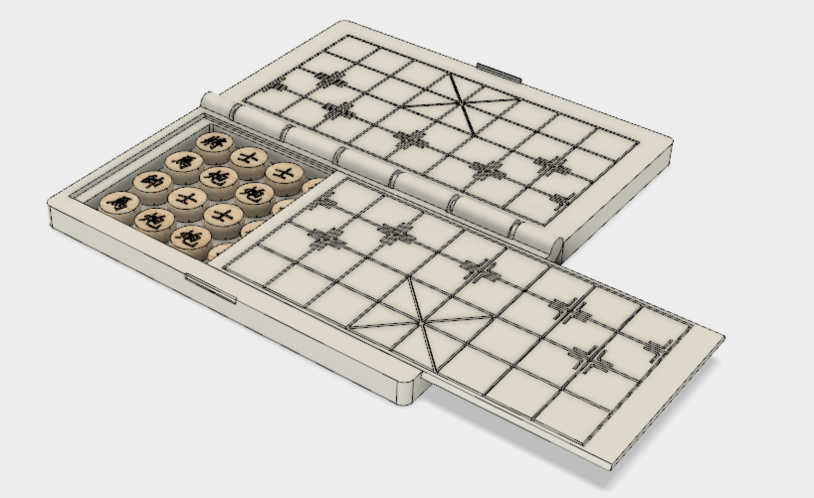 (B) With Drawer ! Small size Chinese Chess : Checkerboard 小型象棋-有抽屜收納式棋盤 (Portable)
